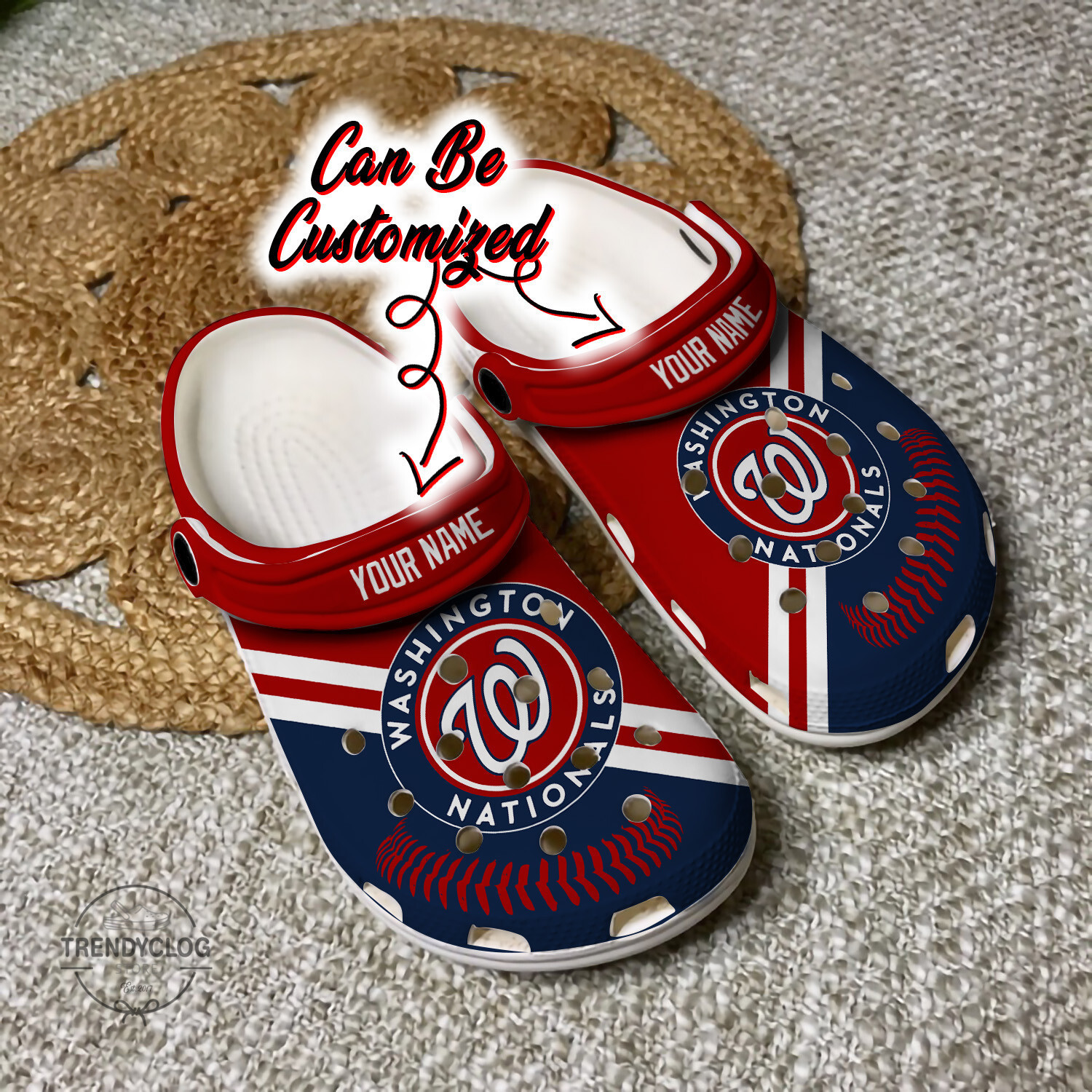 Baseball WNationals Personalized Baseball Logo Team Clog Crocs Shoes