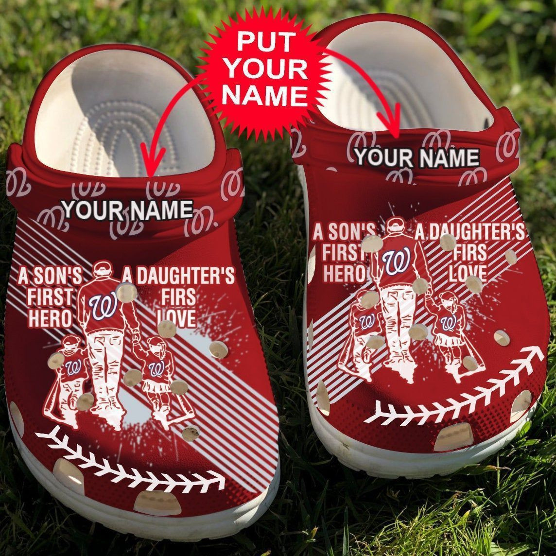 Custom Name Dad And Son Daughter Nationals Rubber Crocs Clog Shoes