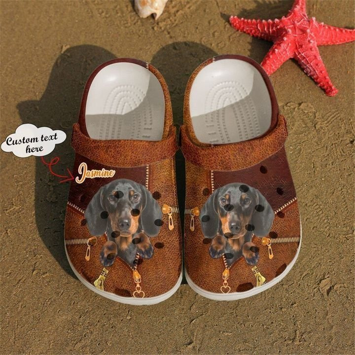 Dachshund Personalized Zipper Classic Clogs Crocs Shoes