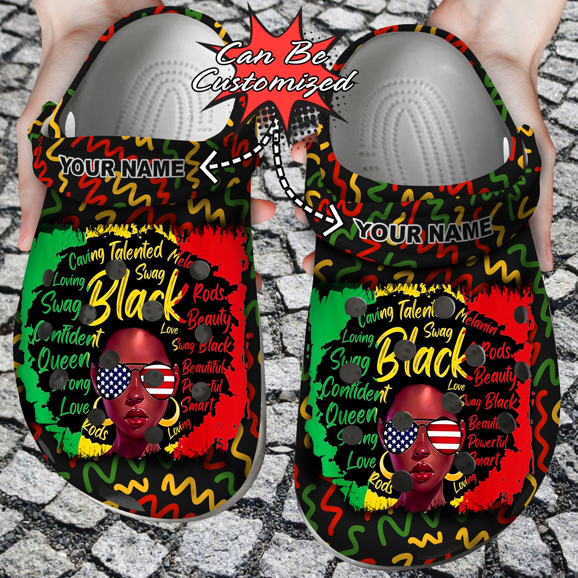 Custom Personalized Juneteenth Black Girl American Clog Crocs Shoes