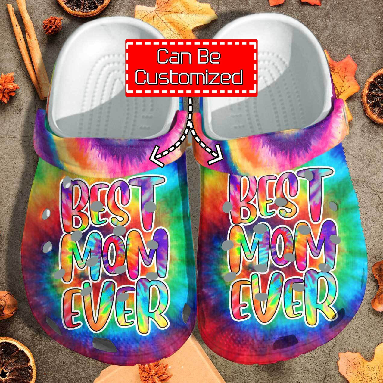 Custom Personalized Funny Best Mom Ever Hippie Tie Dye Style Outdoor Clog Crocs Shoes