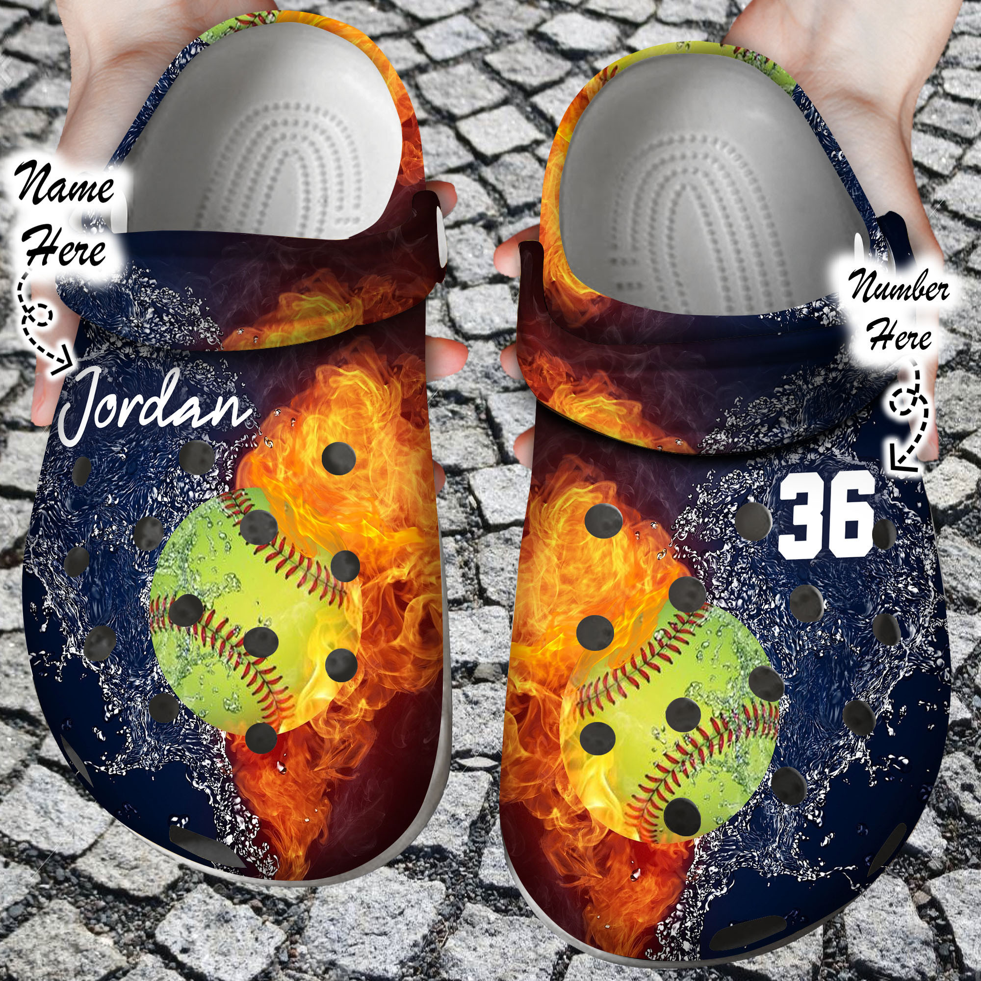 Custom Personalized Fire and Water Clog Crocs Shoes