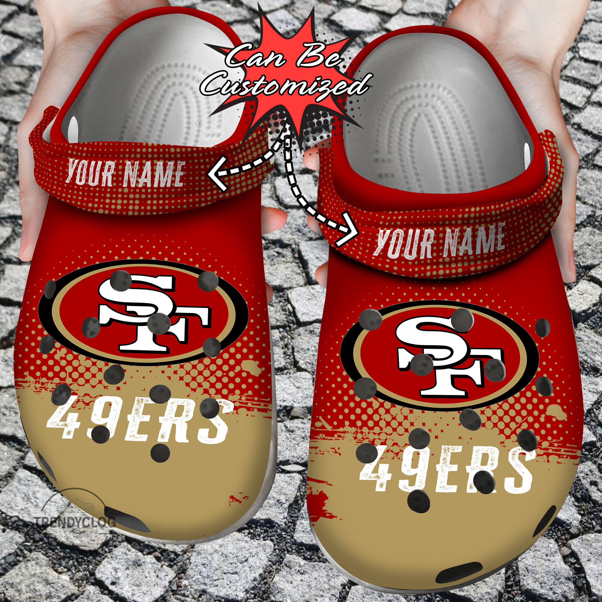 Football Personalized SF49 Half Tone Drip Flannel Clog Crocs Shoes