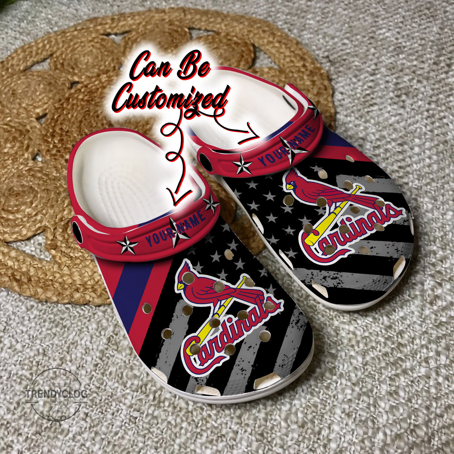 Baseball Personalized St Cardinals American Flag Clog Crocs Shoes