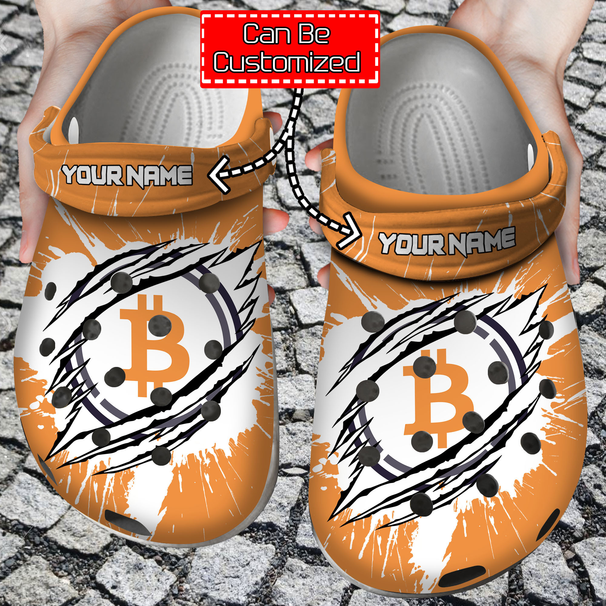 Crypto Personalized WBTC Coin Ripped Through Clog Crocs Shoes