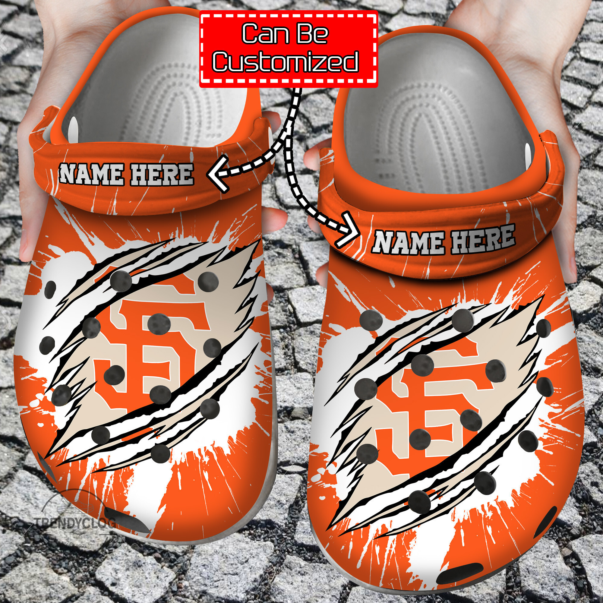 Baseball Personalized SF Giants Ripped Claw Clog Crocs Shoes