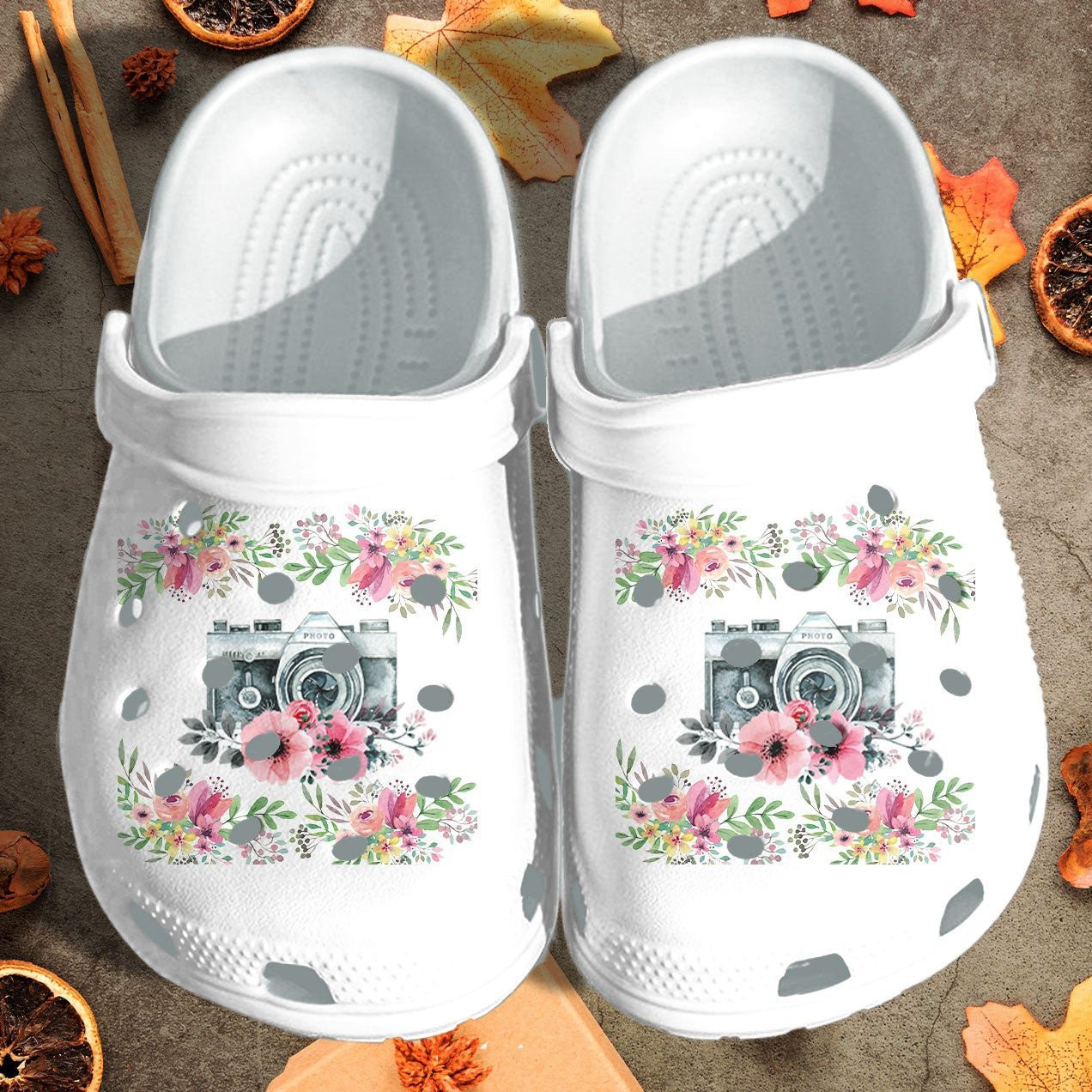 Camera Flower Photographer Croc Crocs Shoes - Girl Loves Photo Camera Flower Crocbland Clog Gift