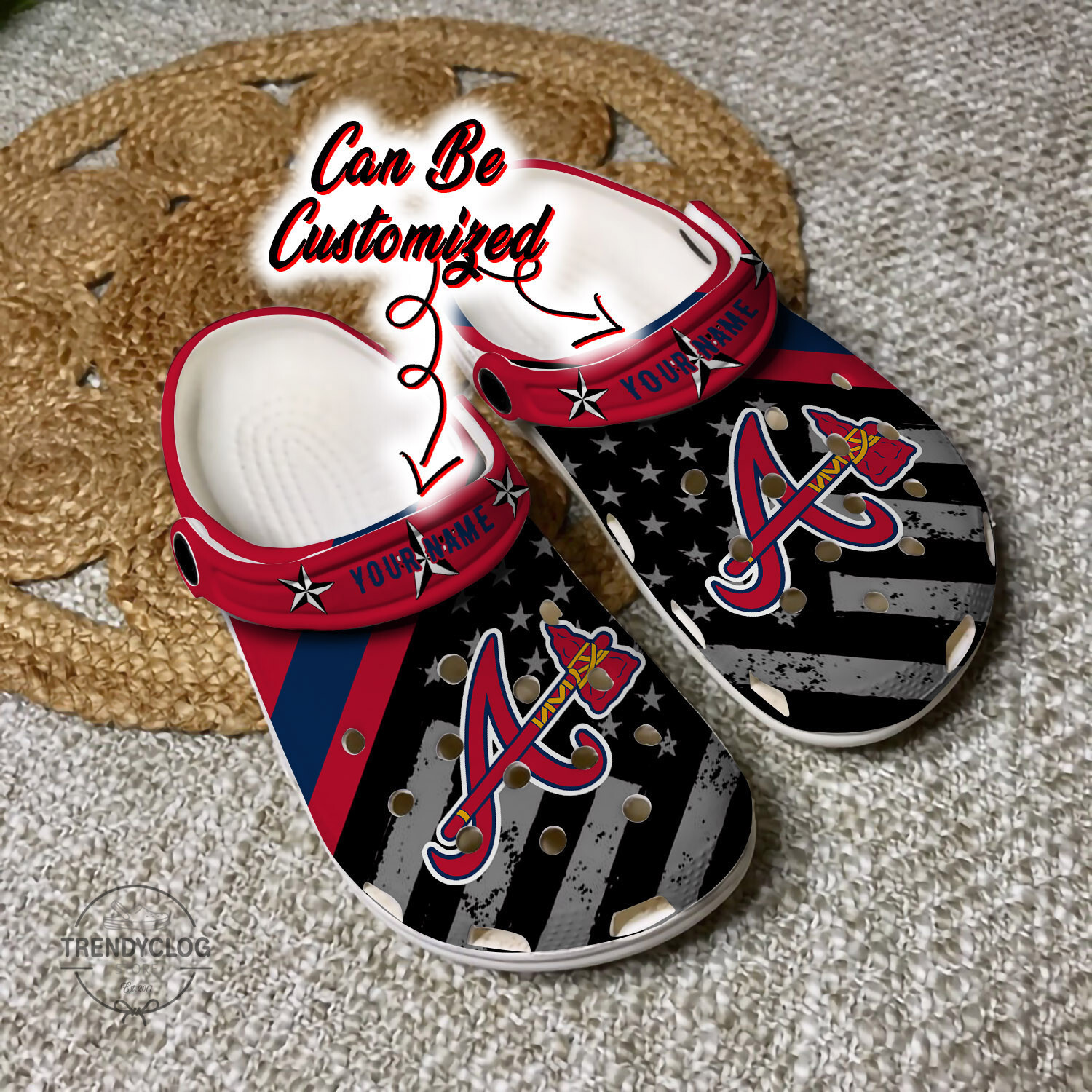 Baseball Personalized ABraves American Flag Clog Crocs Shoes