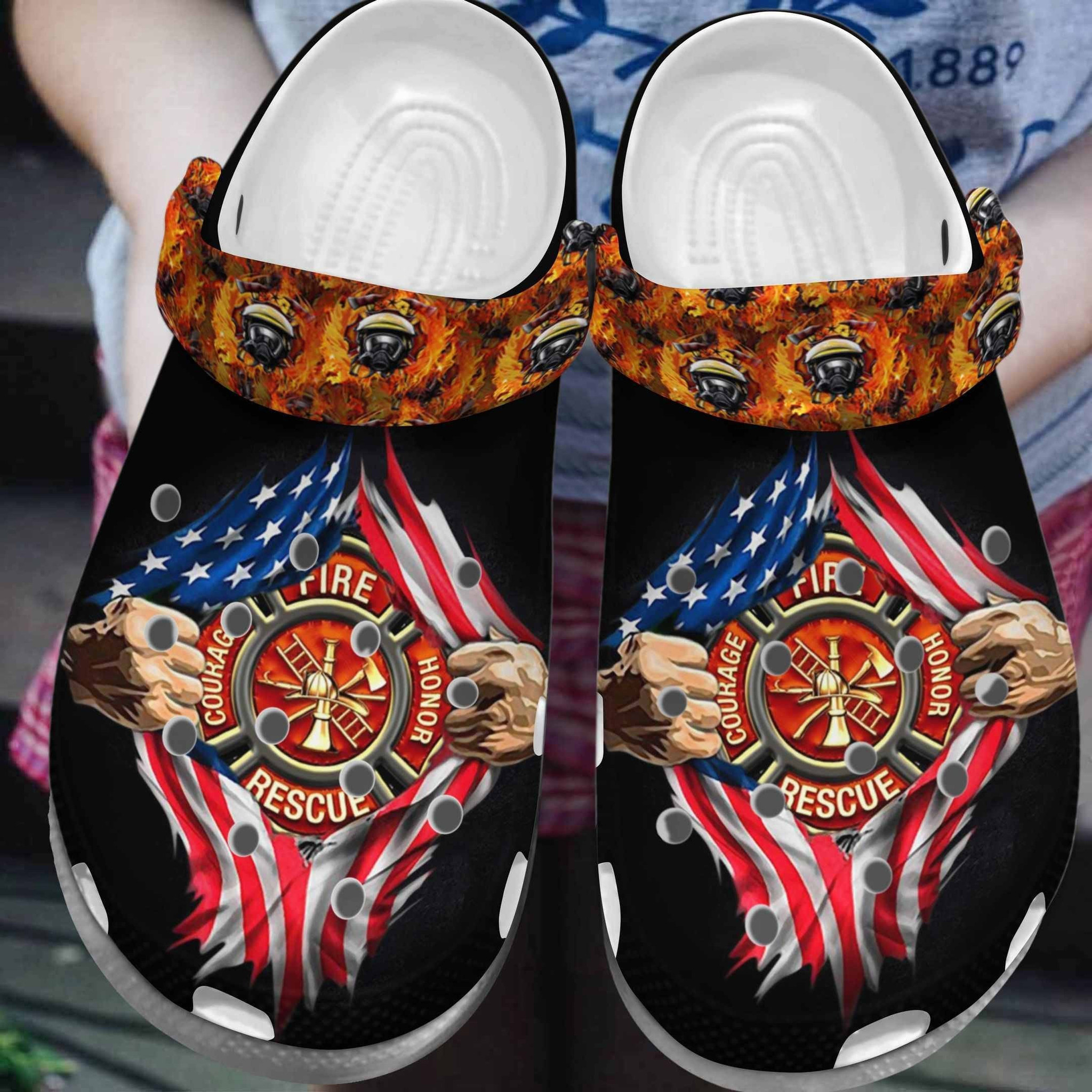 Courage Fire Honor Rescue Us Firefighter Croc Crocs Shoes Crocbland Clog Gifts For Father Day