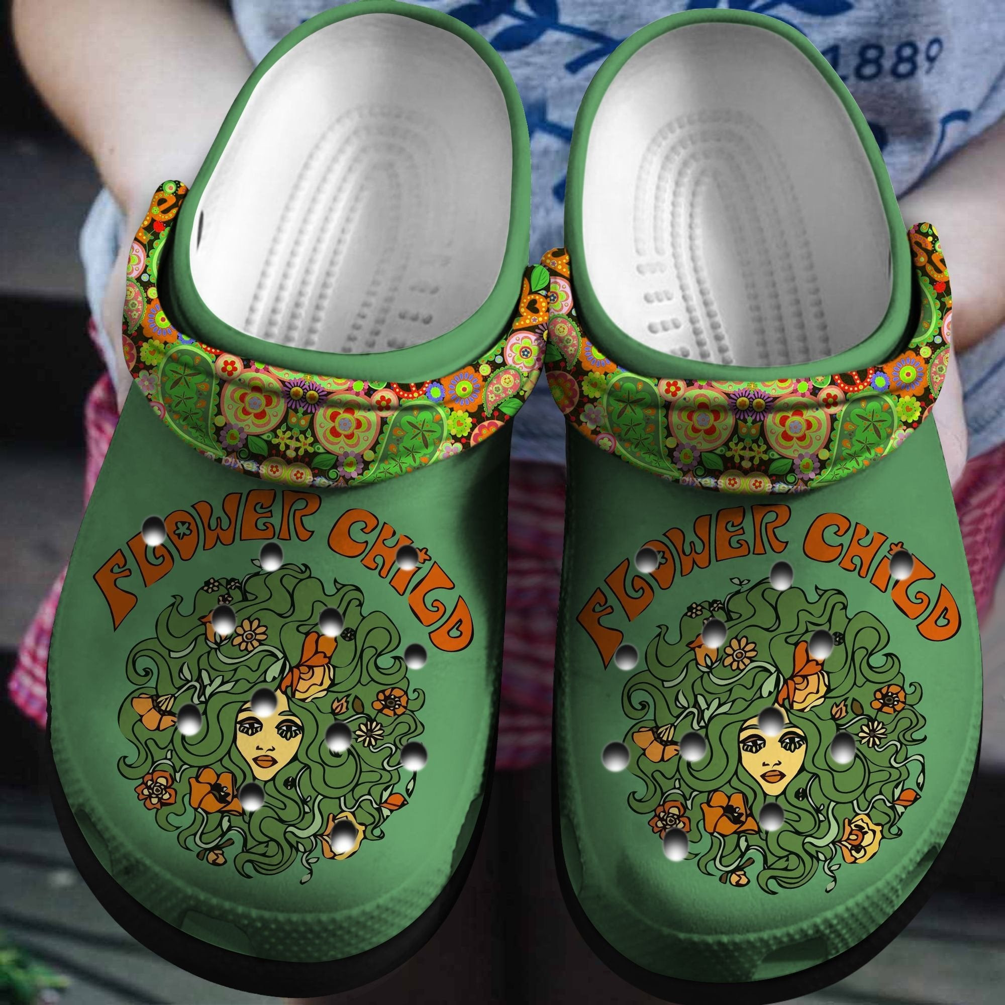 Flower Child Crocs Shoes - Girl Art clogs Gift For Birthday