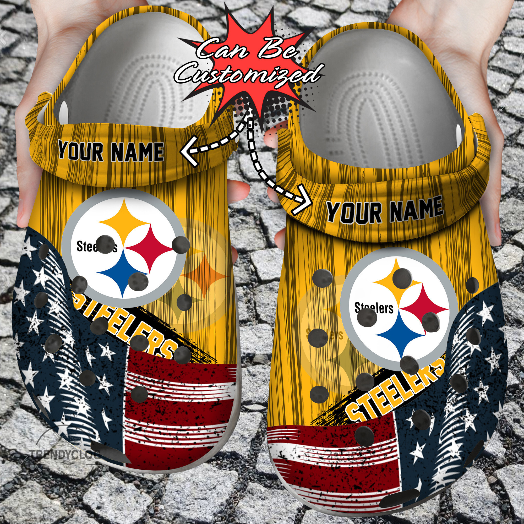 Custom US Flag PSteelers New clog Crocs Shoes