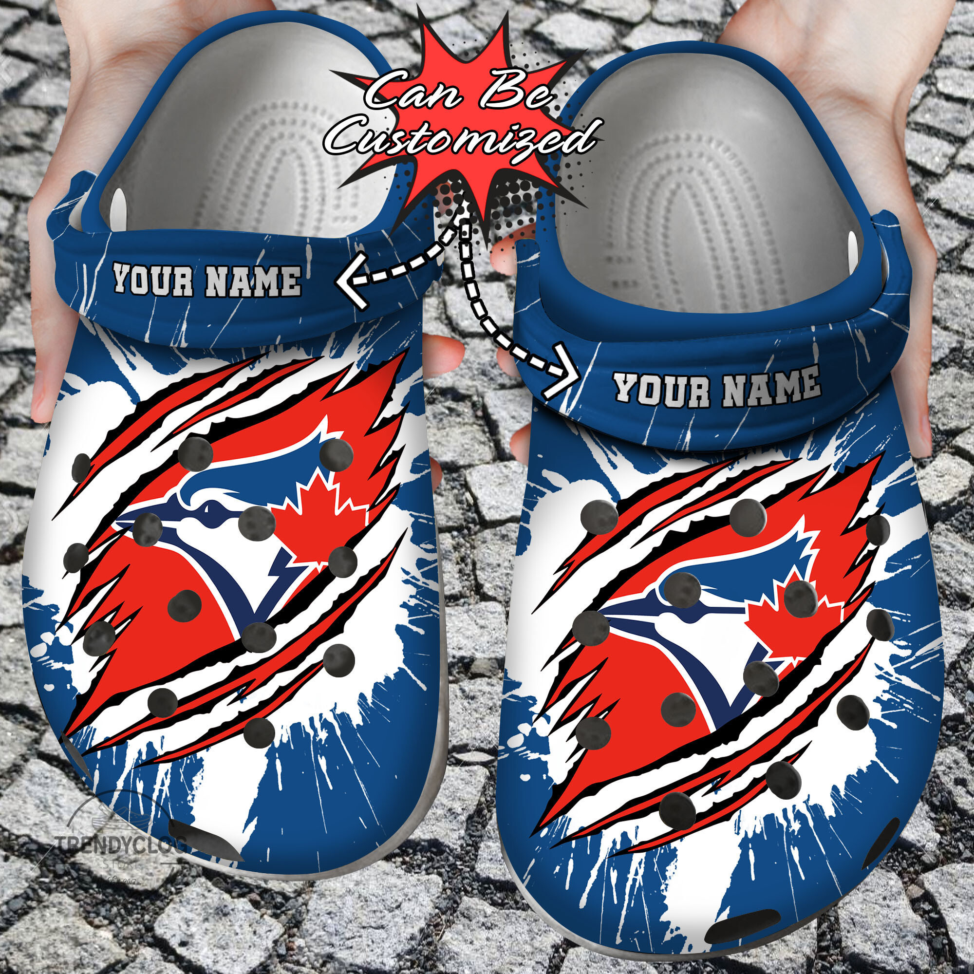 Baseball Personalized TBlue Jays Ripped Claw Clog Crocs Shoes