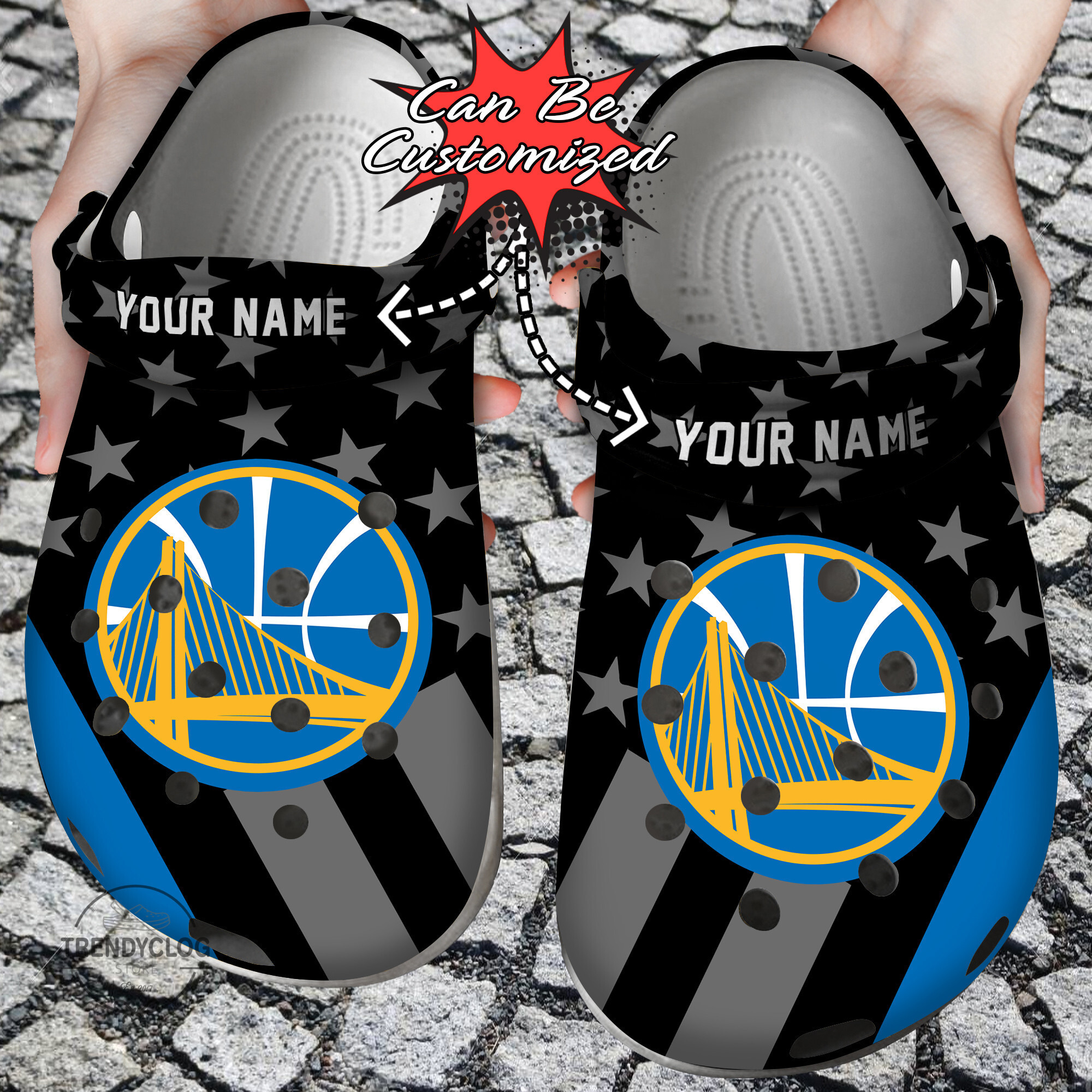 Basketball Personalized GWarriors Star Flag Clog Crocs Shoes