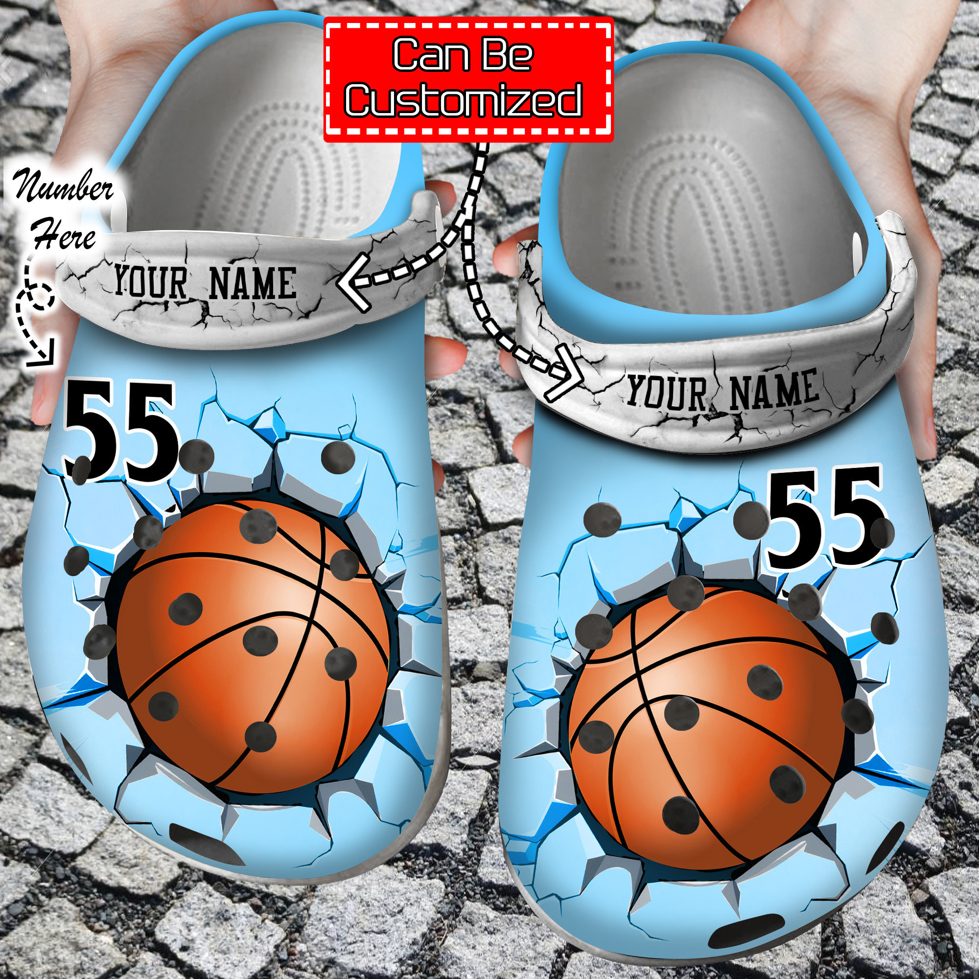 Basketball Crocs Basketball Crack Personalized Name Number Clog Crocs Shoes