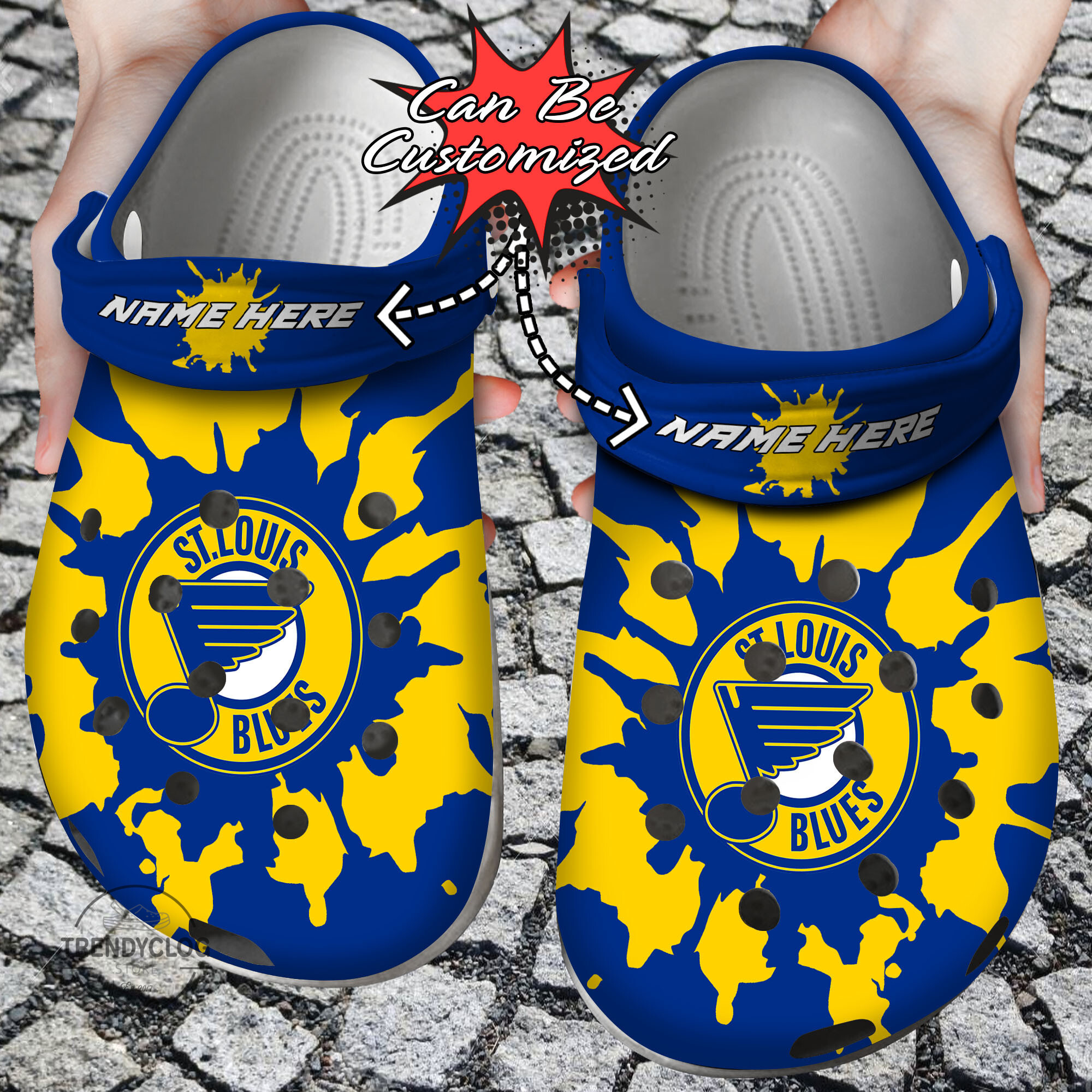 Hockey Personalized StLouis Blues Color Splash Clog Crocs Shoes