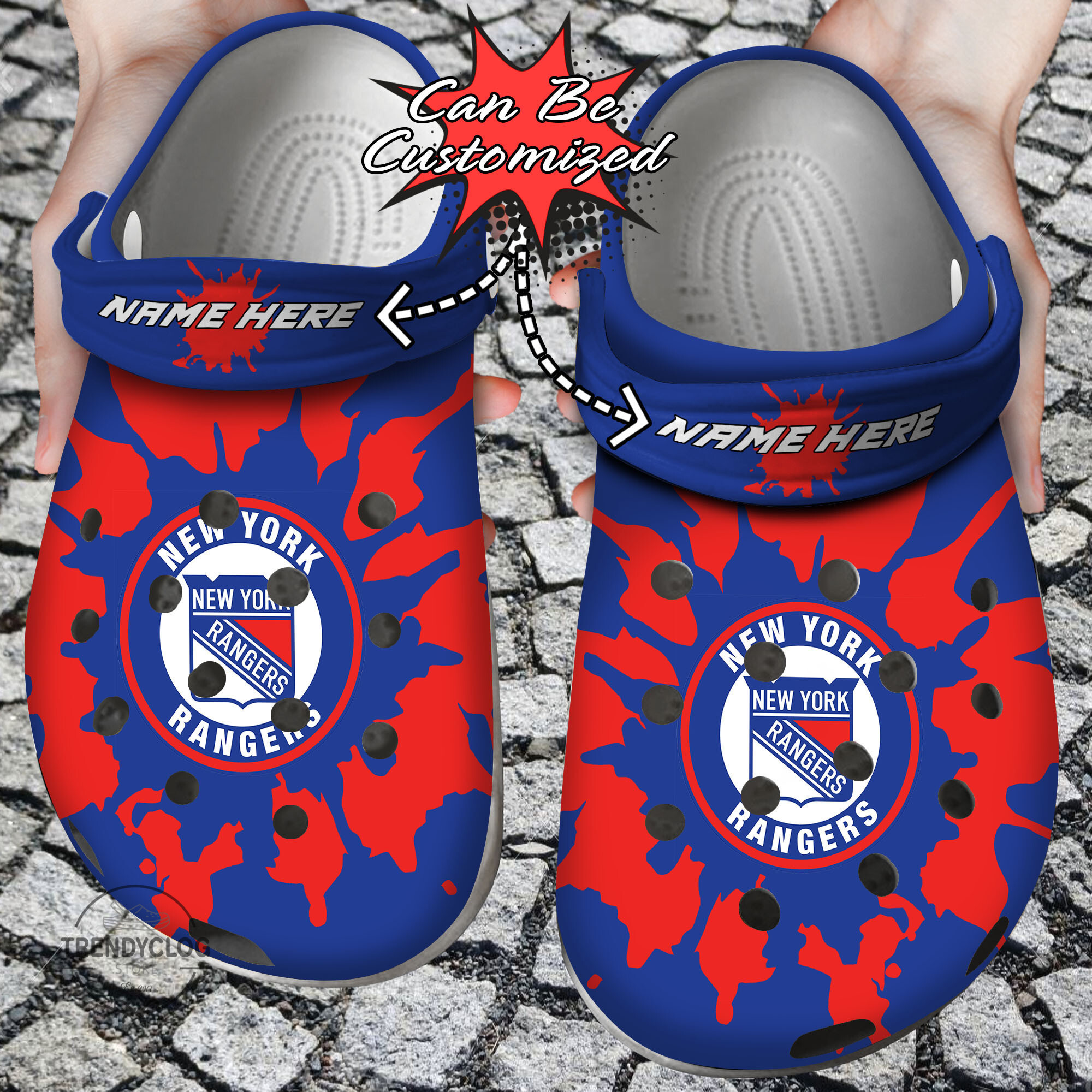 Hockey Personalized NY Rangers Color Splash Clog Crocs Shoes