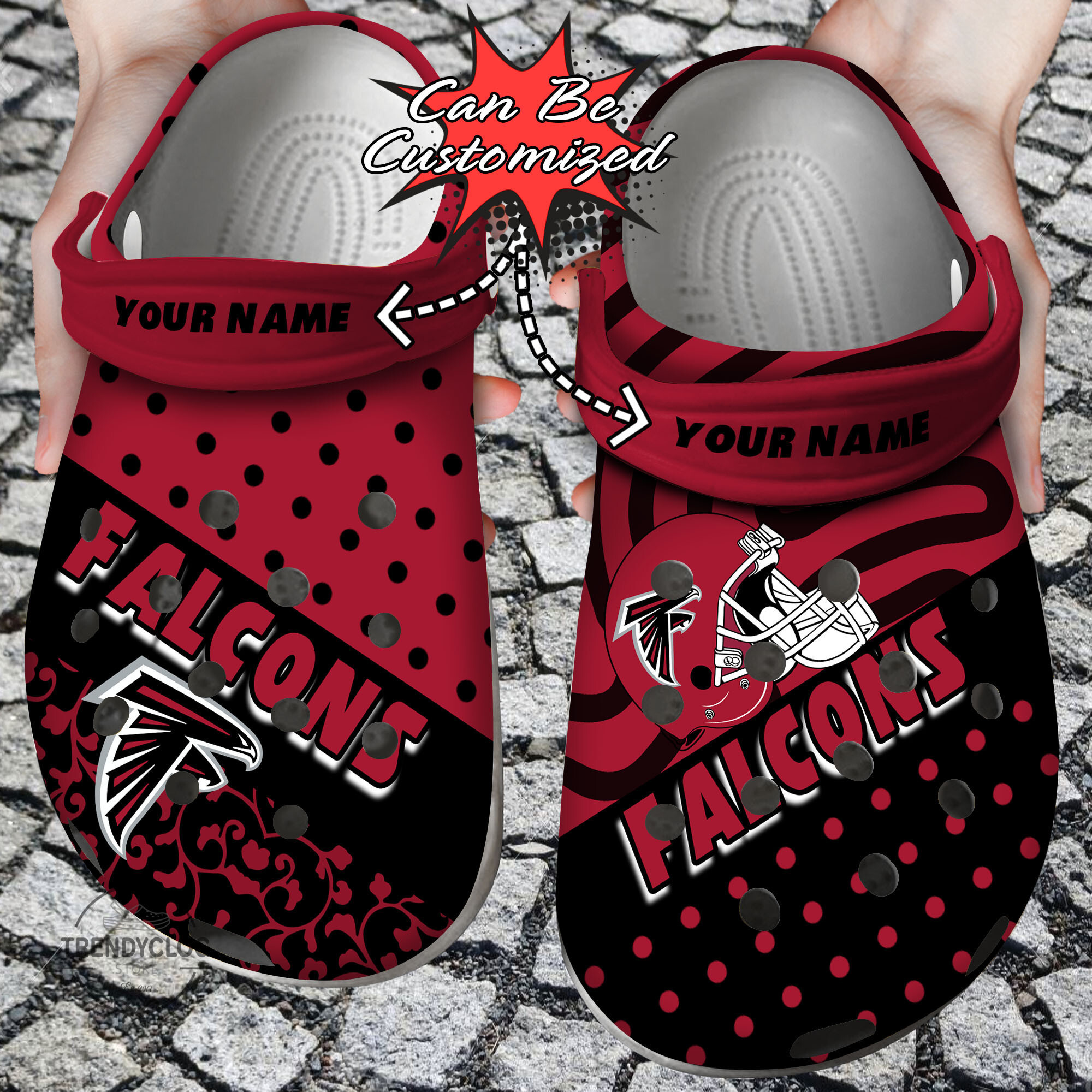 Football Personalized AFalcons Polka Dots Colors Clog Crocs Shoes