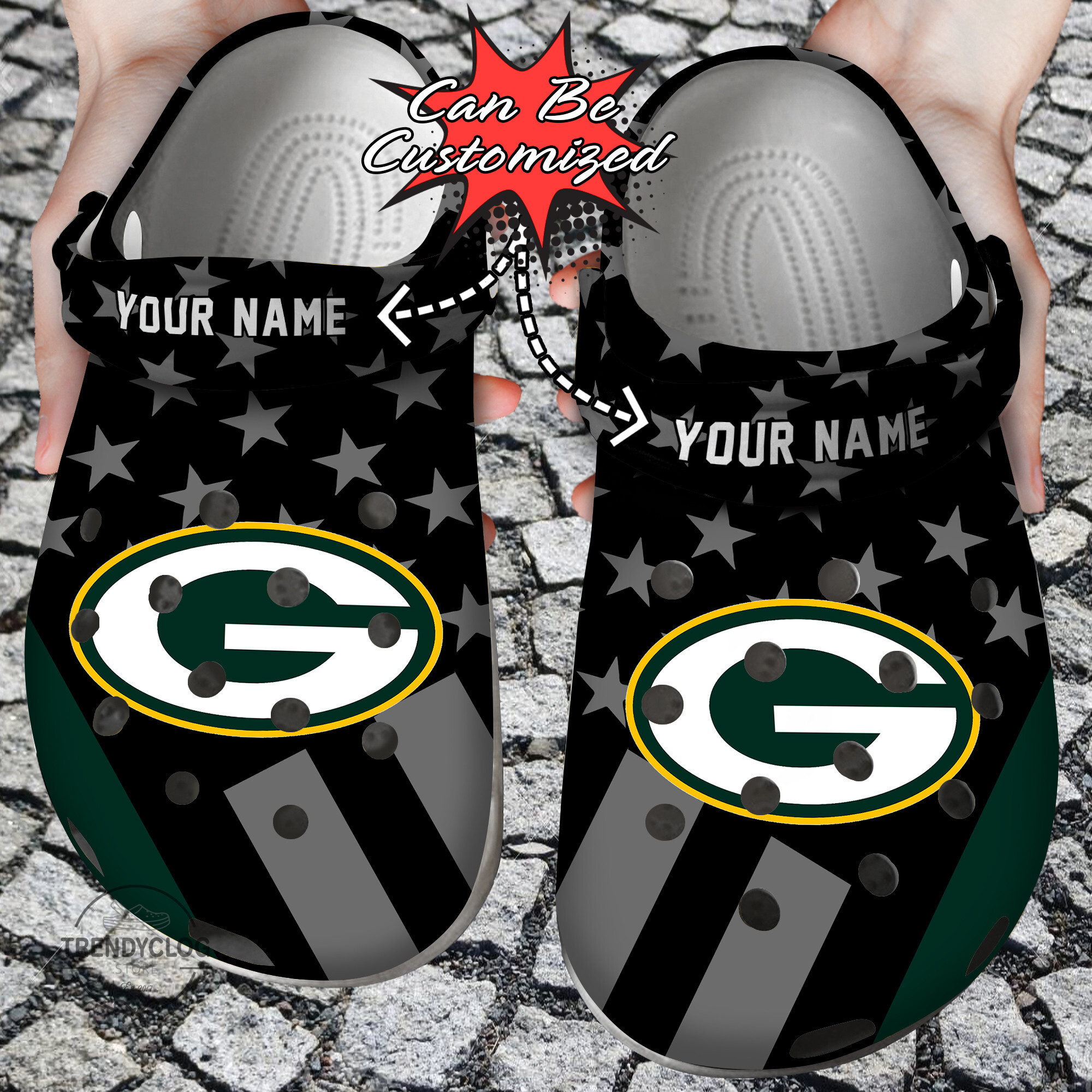 Football Personalized GPackers Star Flag Clog Crocs Shoes