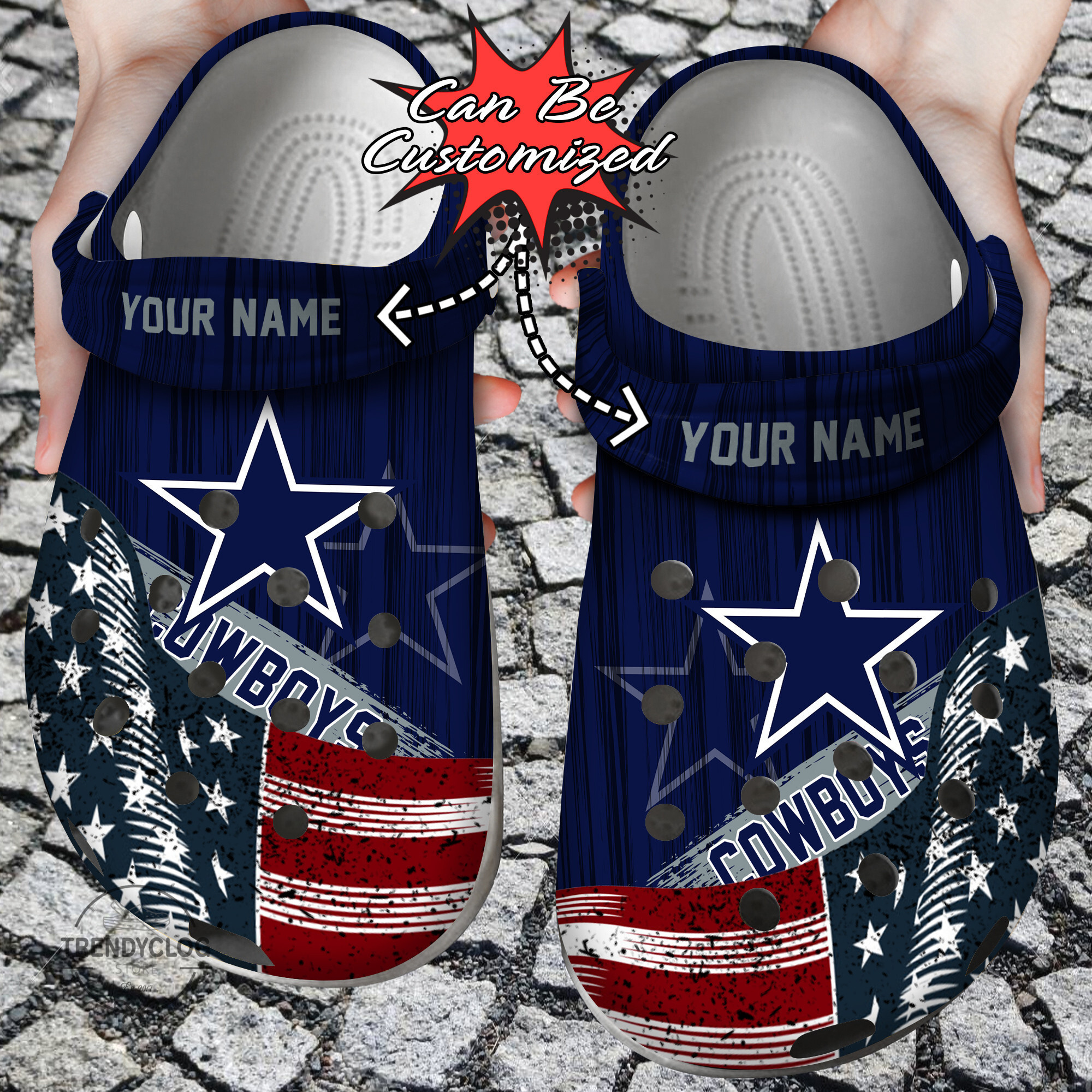 Custom US Flag DCowboys New clog Crocs Shoes