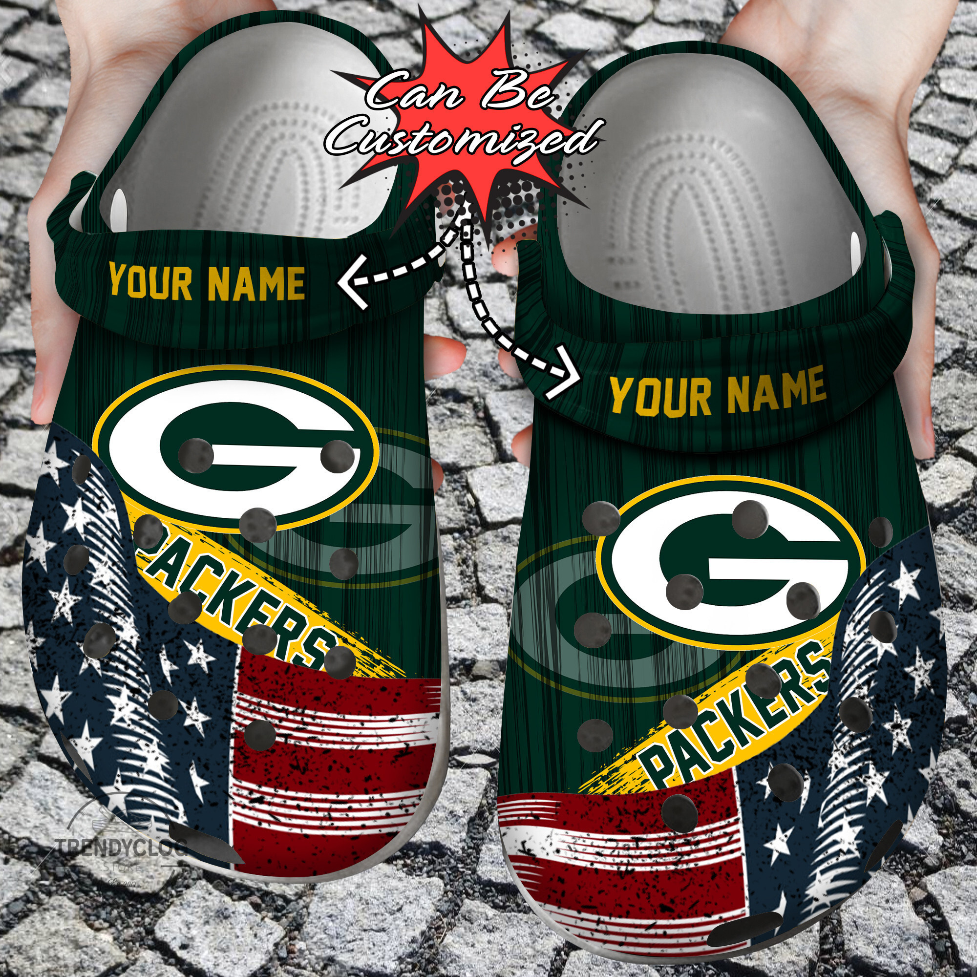 Custom US Flag GPackers New clog Crocs Shoes