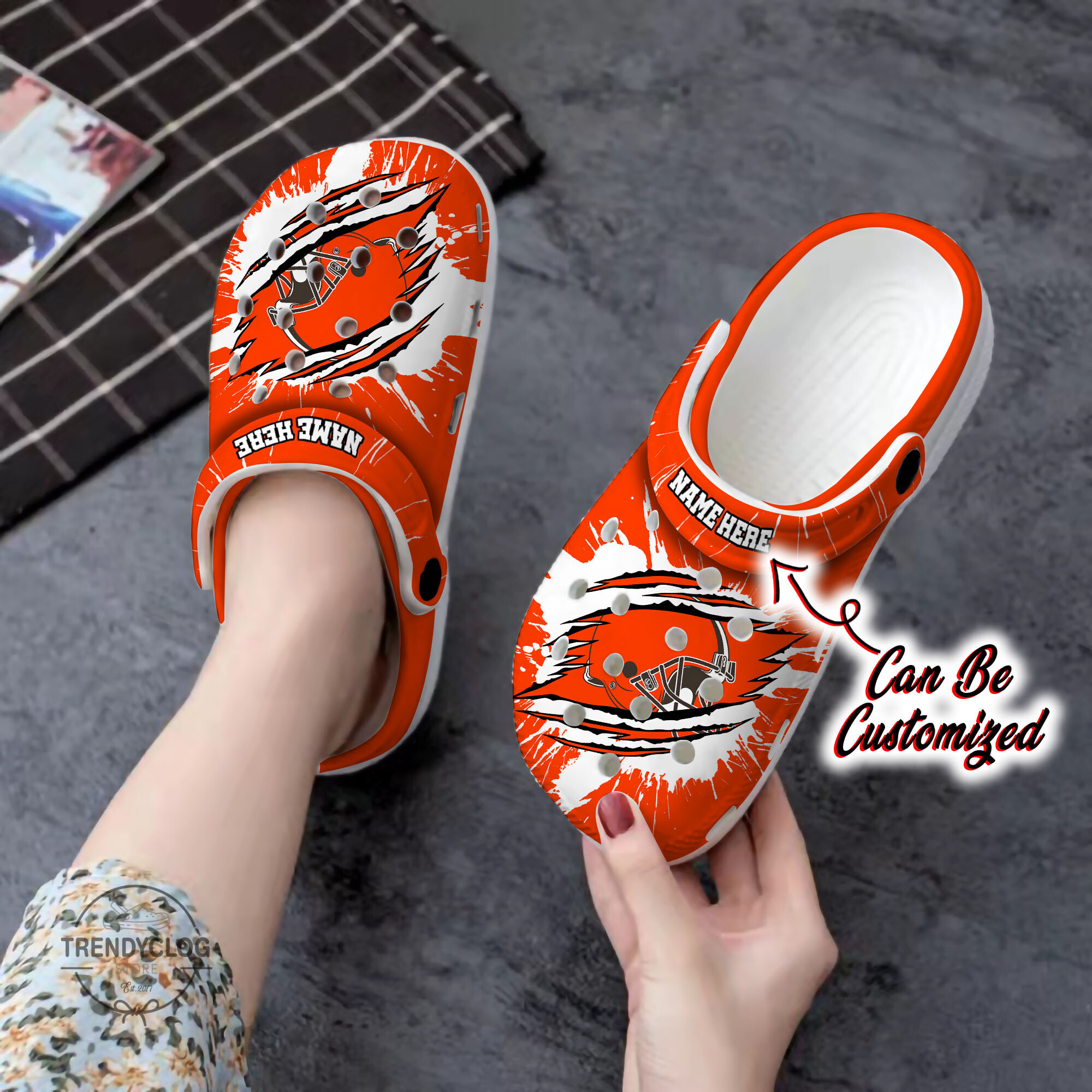 Browns Personalized CBrowns Football Ripped Claw Clog Crocs Shoes