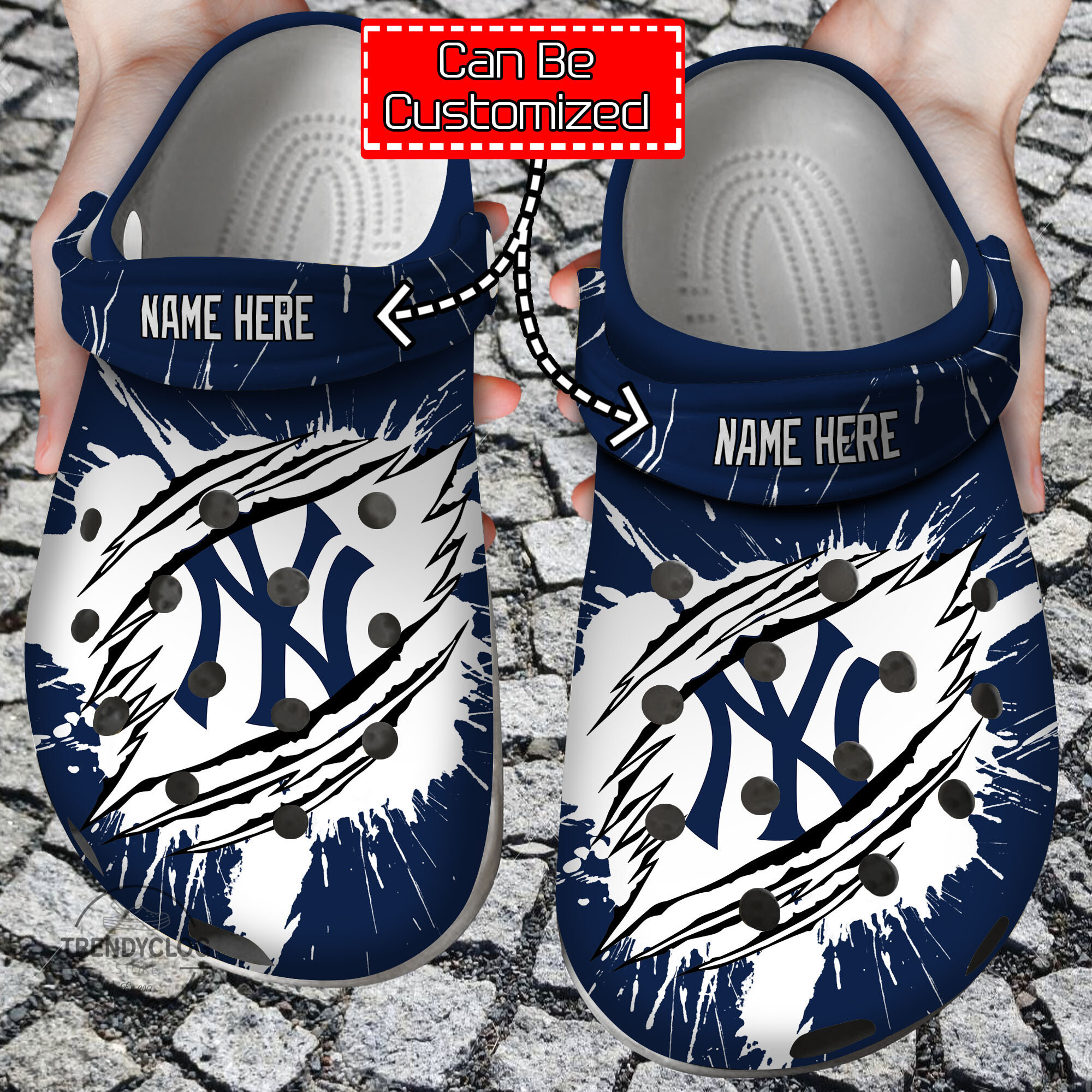 Baseball Personalized NY Yankees Ripped Claw Clog Crocs Shoes