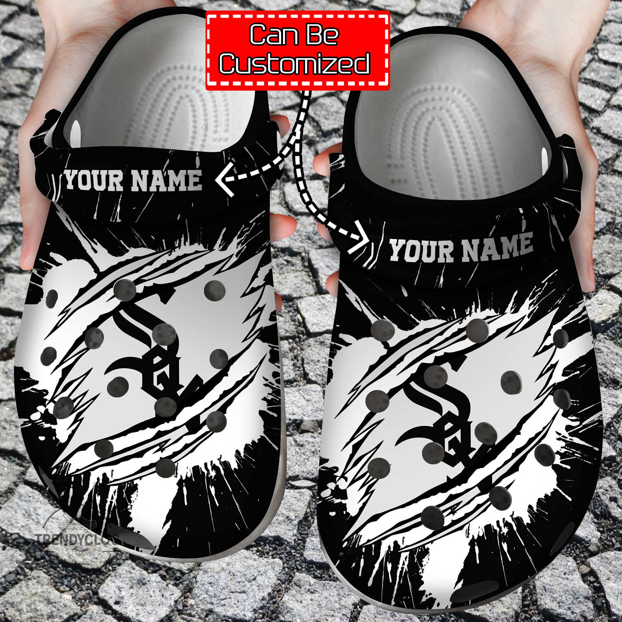 Baseball Personalized CWhite Sox Ripped Claw Clog Crocs Shoes