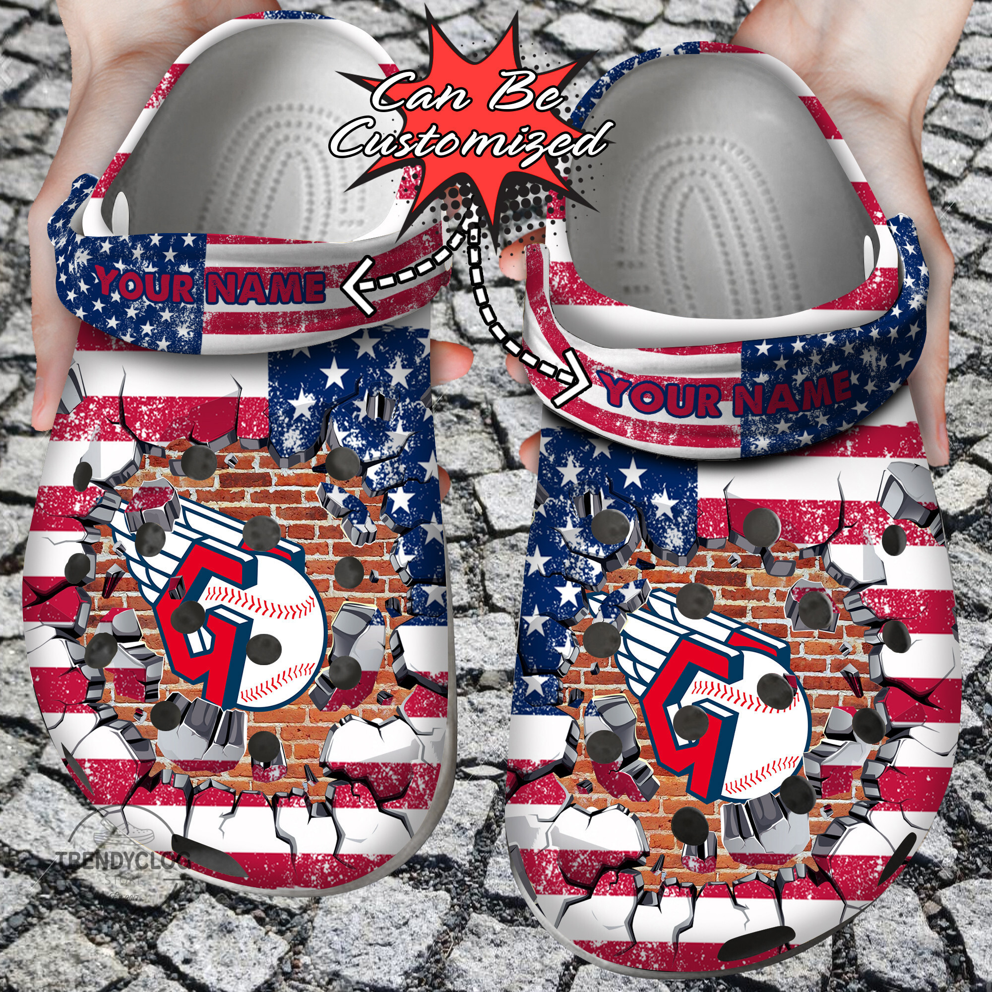 Baseball Personalized CGuardians American Flag Breaking Wall Clog Crocs Shoes