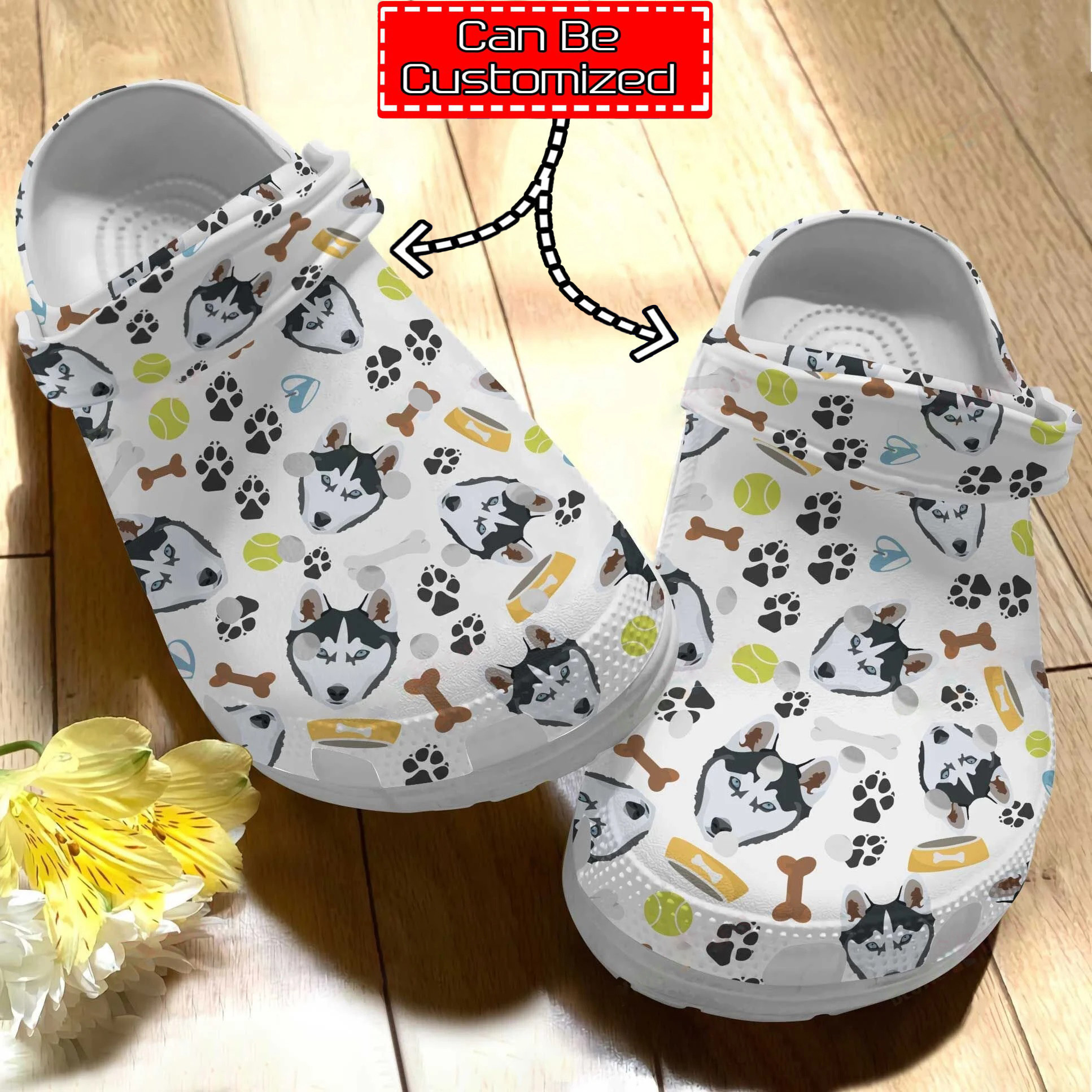 Dog Personalized Husky Stuff Pattern Clog Crocs Shoes