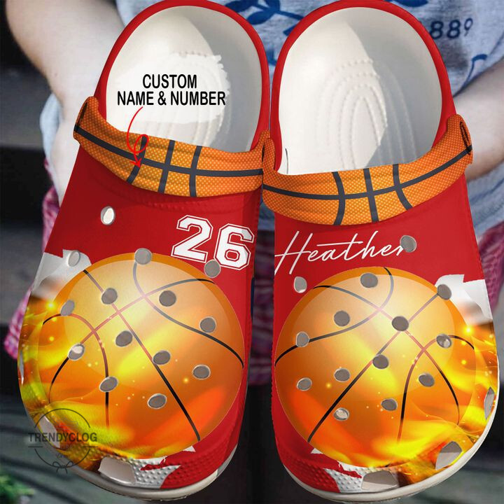 Basketball Crocs Basketball Personalized Fire Clog Crocs Shoes