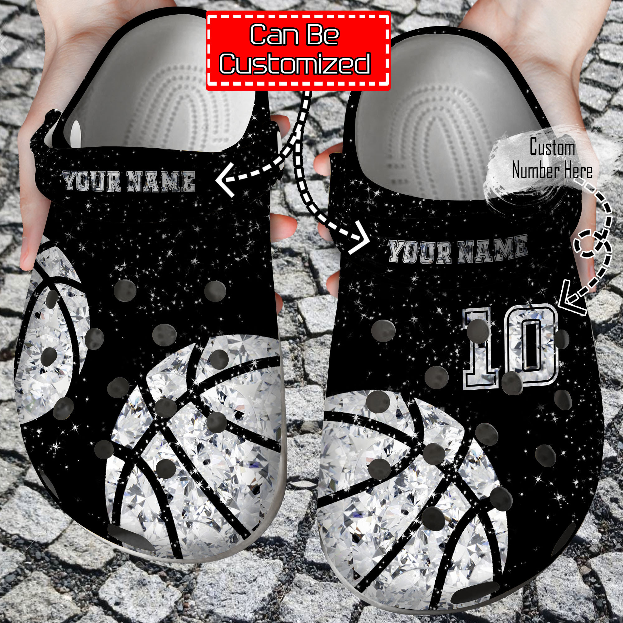 Basketball Crocs Basketball Personalized Diamond Clog Crocs Shoes