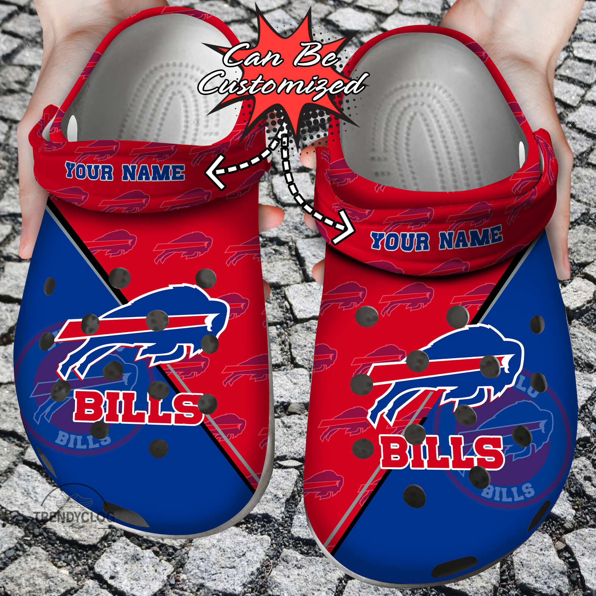 Football Personalized BBills Team Pattern Clog Crocs Shoes