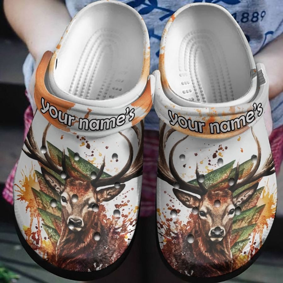 Cool Watercolor Deer clog Shoe Birthday Gift For Men Boy Friend