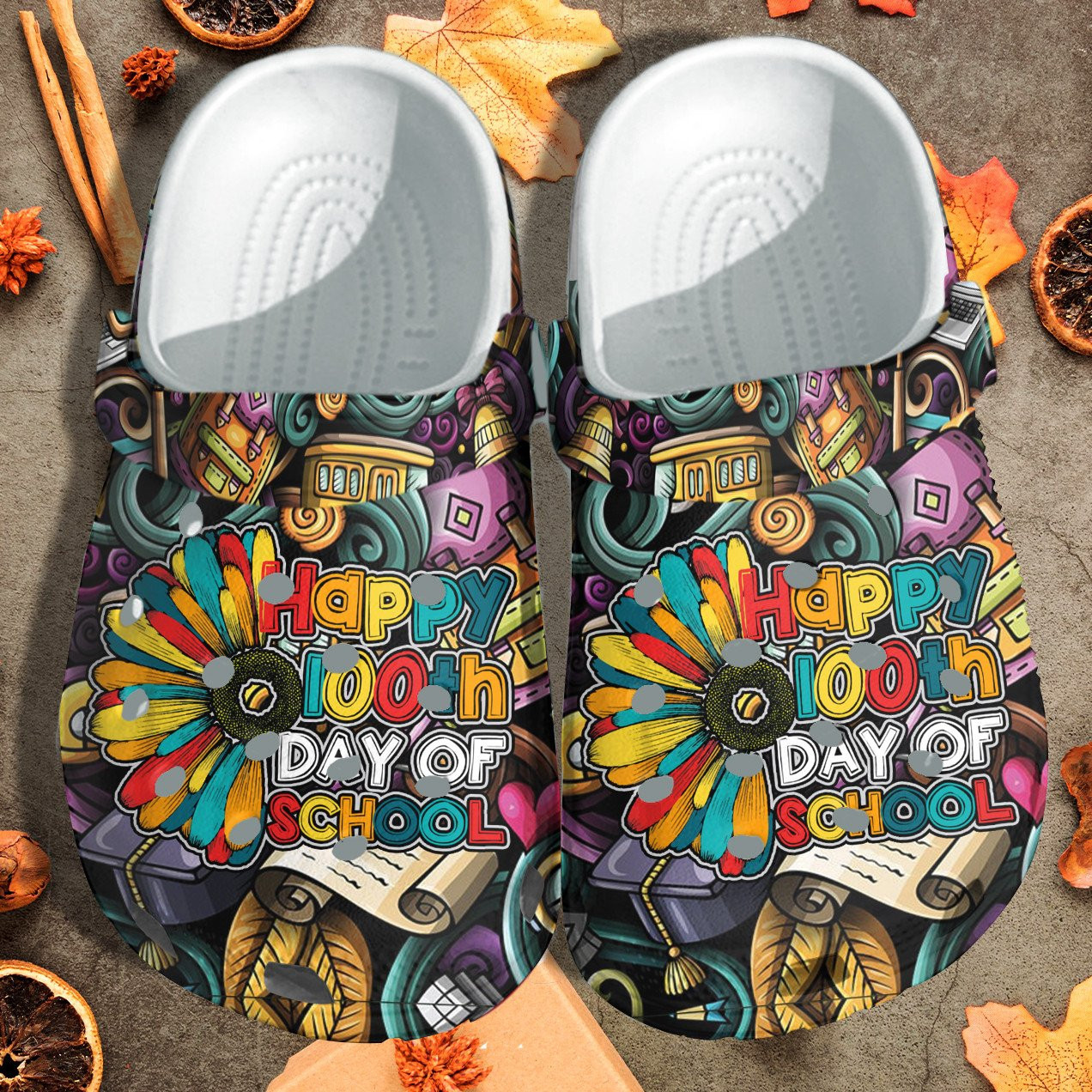 Happy 100Th Day Of School Crocs Shoes Crocbland Clog Gift