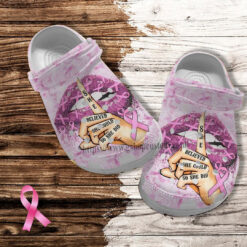 Lip Breast Cancer Pinky Croc Crocs Shoes Gift Mother Day 2022- She Believed Cancer Awareness Crocs Shoes Croc Clogs Gift Grandma