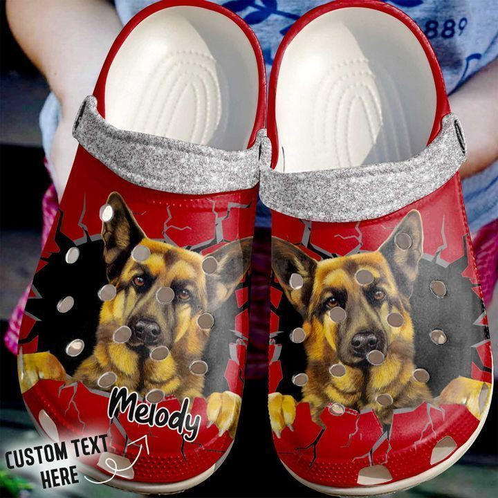 German Shepherd Personalized Crack Wall Clog Crocs Shoes