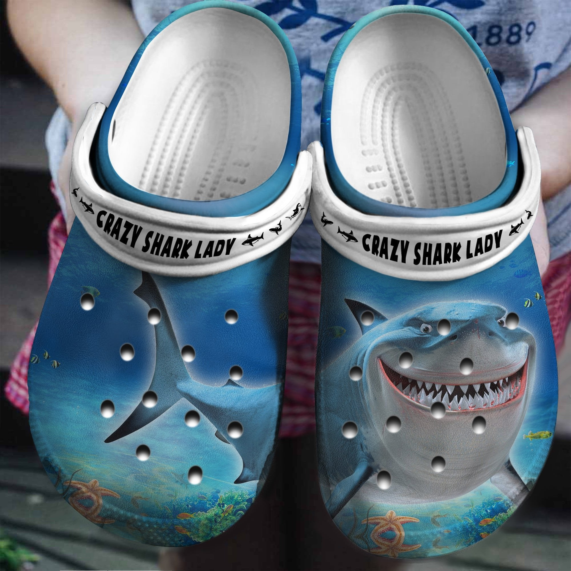 Crazy Shark Lazy In The Ocean Crocs Shoes Clogs Gifts For Men Women