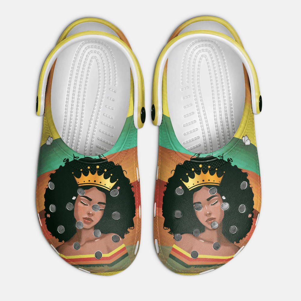 Afro Queen Retro Black Girl Classic Clogs Crocs Shoes