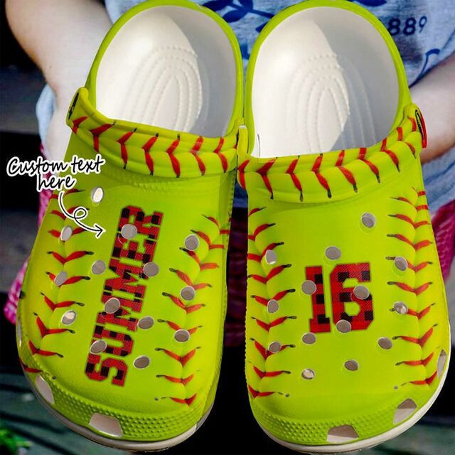 Custom Name Number Softball Red Caro Clogs Crocs Shoes