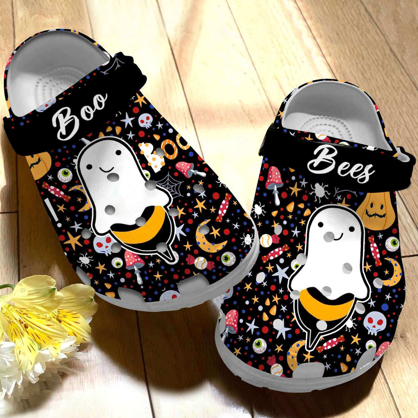 Halloween Boo Bees Pattern Crocband Clogs