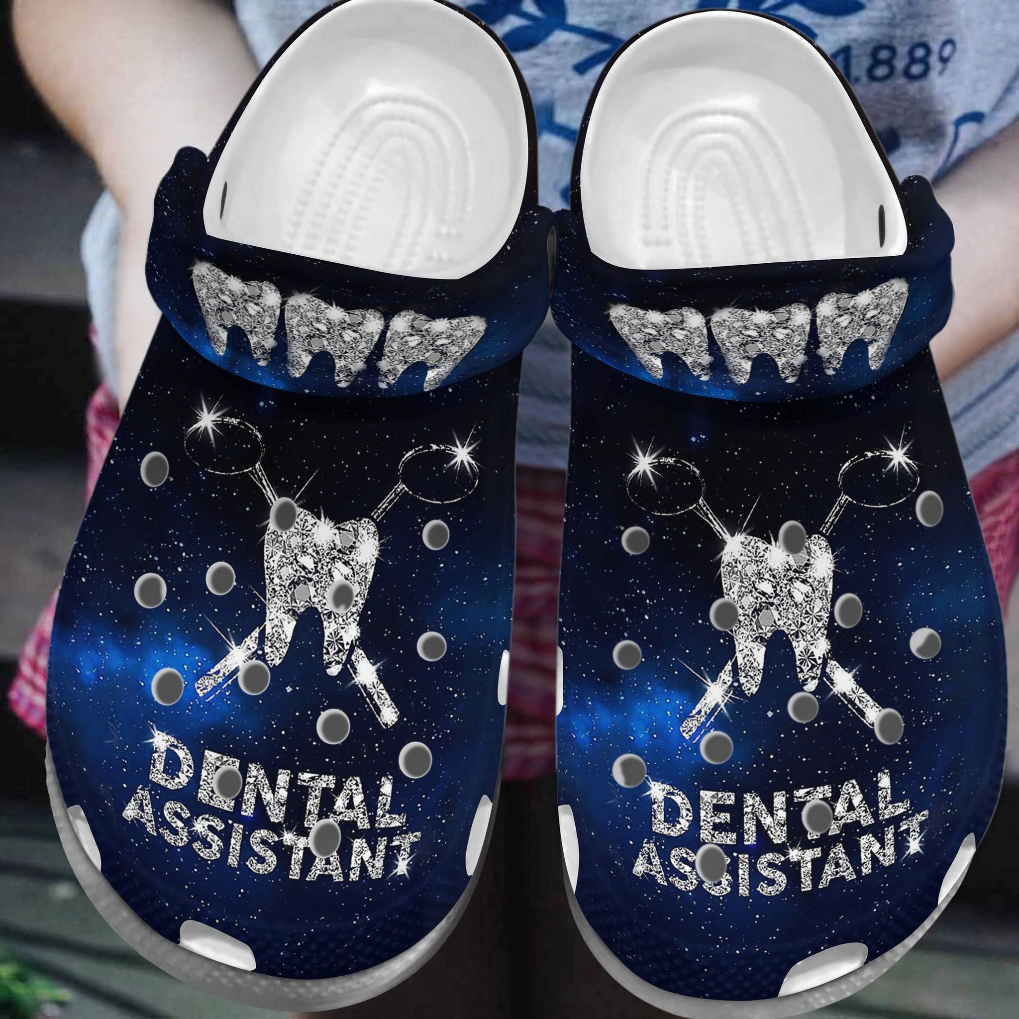 Dental Assistant Crocs Shoes Twinkle - Galaxy Teeth Clog Gift