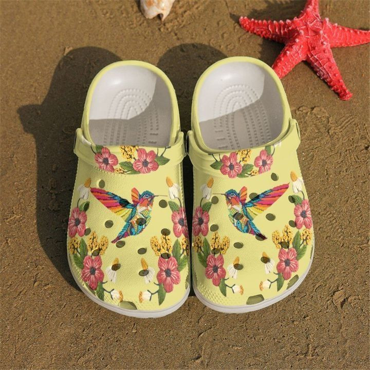 Hummingbird Floral Classic Clogs Crocs Shoes