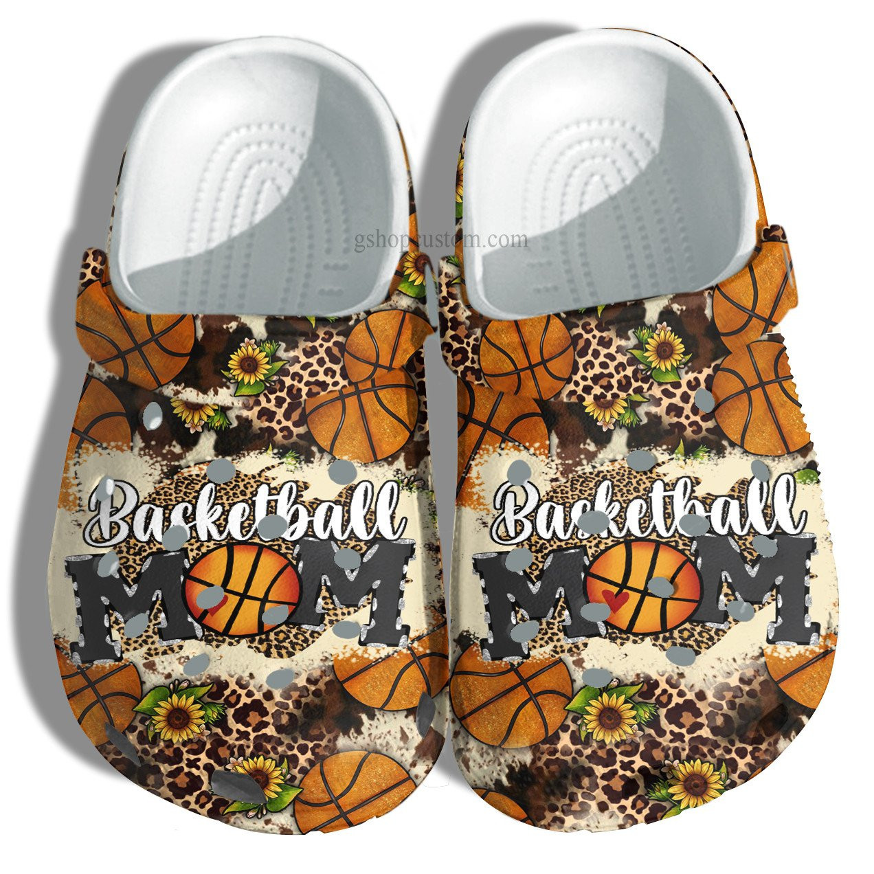 Basketball Mom Croc Crocs Clog Shoes Leopard Sunflower Style - Basketball Cheer Up Daughter Player Mom Crocs Clog Shoes Gift Mommy Birthday