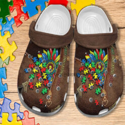 Autism Sunflower Leather Crocs Shoes - Accept Under Stand Love Autism Crocs Shoes Croc Clogs