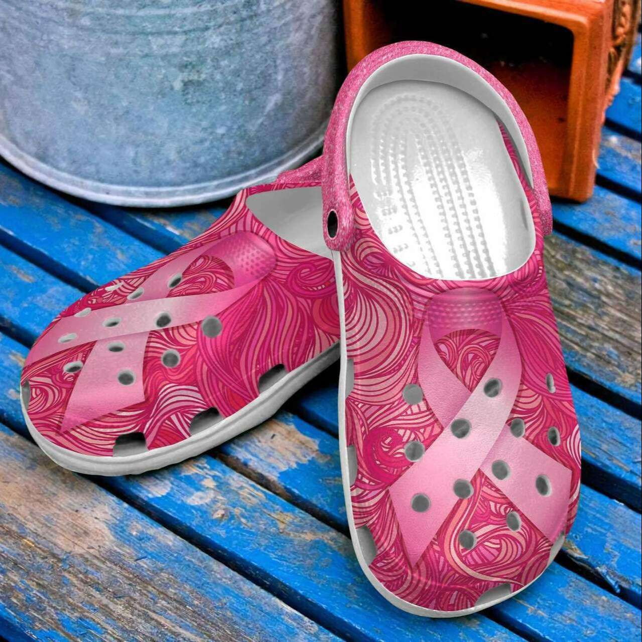 Breast Cancer Awareness Ribbon Crocband Clog Crocs Shoes