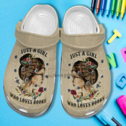 Book Girl Paper Vintage Crocs Shoes Gift Birthday Women- Girl Love Book Worm Crocs Shoes Croc Clogs