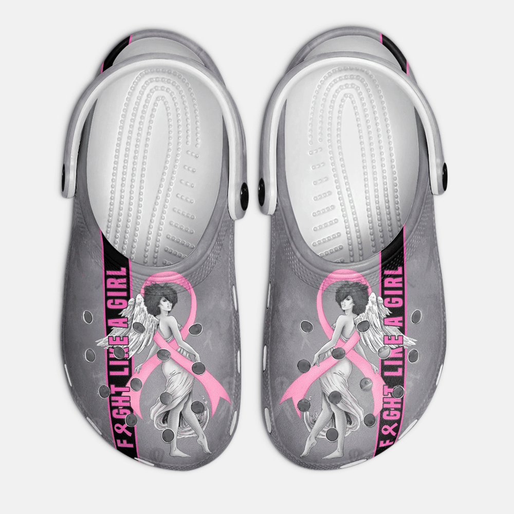 Black Woman Breast Cancer Awareness Classic Clogs Crocs Shoes