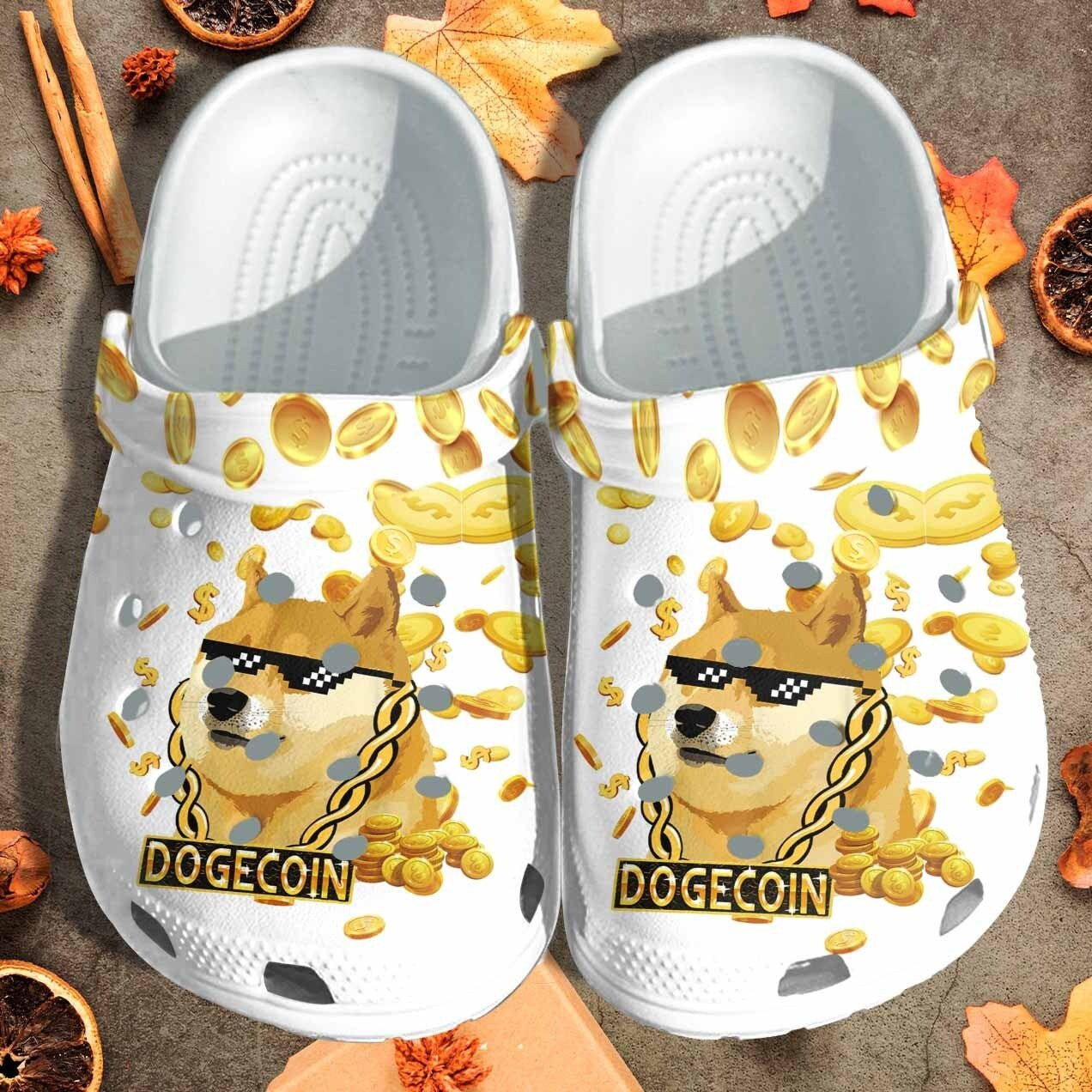 Dogecoin Custom Crocs Shoes Clogs - Funny Animal Outdoor Crocs Shoes Clogs Birthday Gift