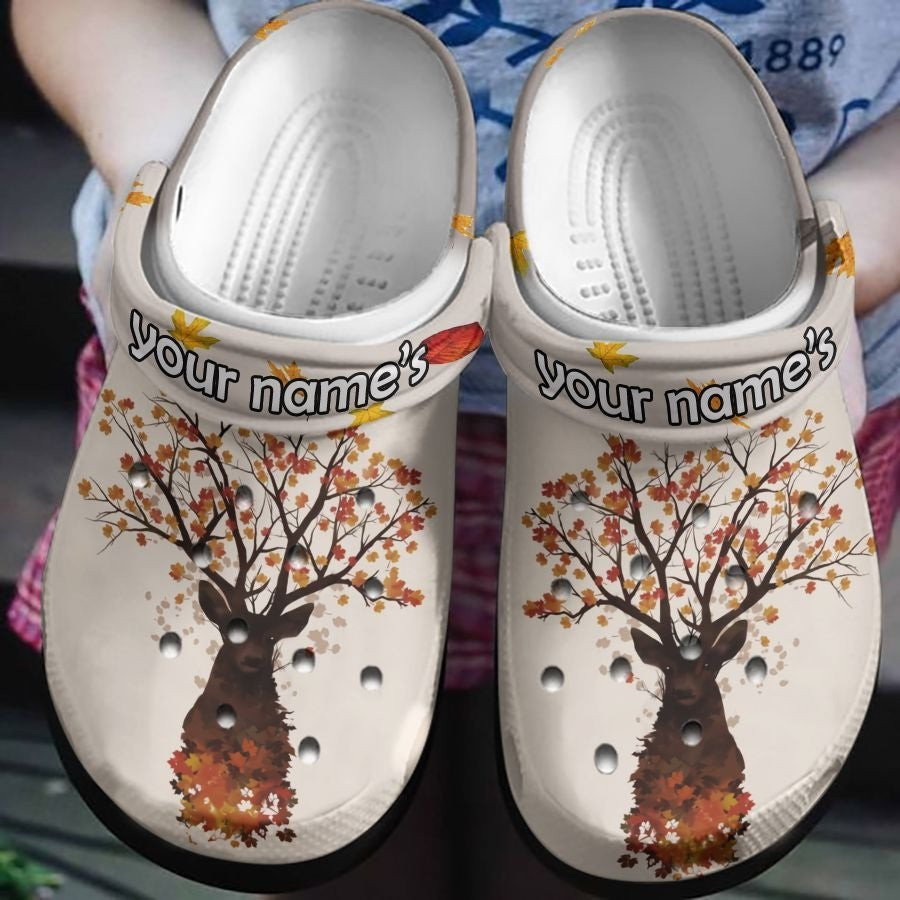 Autumn Deer Personalized Clog Shoe Birthday Gift For Men Women