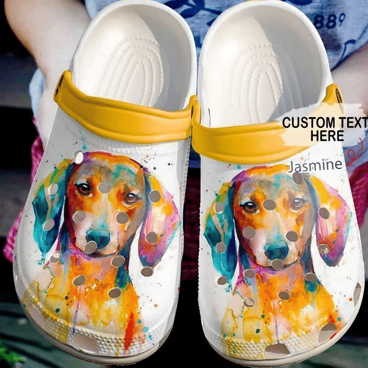 Dachshund Personalized Art Classic Clogs Crocs Shoes